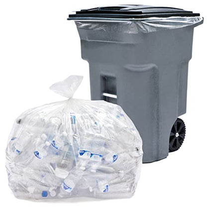 Tasker 64-65 Gallon Clear Trash Bags Heavy Duty, Recycling Bag (Huge 120 Count) 60 Gallon Clear Extra Large Recycling Garbage Bags - size: 1 Count (Pack of 120)