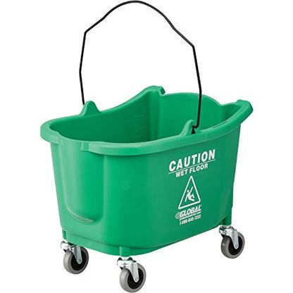 Global Industrial Commercial Mop Bucket and Wringer Combo with Side Press, 38 Quart Capacity, Durable Corrosion-Resistant Polypropylene, 3" Swivel Casters, Green - color: Green