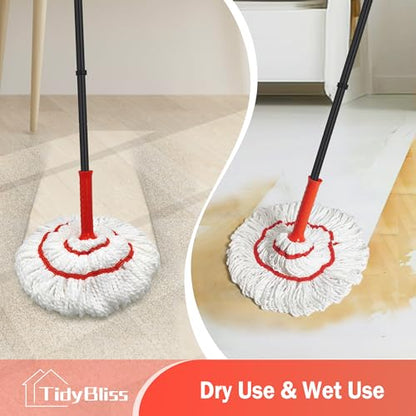 Self Wringing Twist Mop Head Replacement for Floor Cleaning, Washable Microfiber Cotton String Mop Refills with Scouring Pad for Hardwood, Tile, Bathtub, Kitchen - size: 17.72 inches
