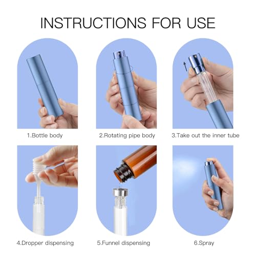 Tekson 10ml Travel Perfume Atomizer Refillable, Mini Cologne Spray Bottle Empty, Small Coffee Spray Bottle (Blue) - color: blue
