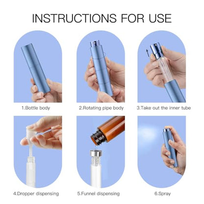 Tekson 10ml Travel Perfume Atomizer Refillable, Mini Cologne Spray Bottle Empty, Small Coffee Spray Bottle (Blue) - color: blue