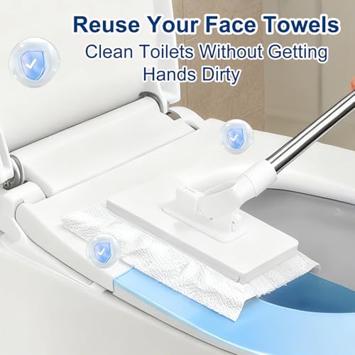 Snap Grip Mini Mop, Zero Touch MiniMop, Disposable Clip Mopstick Reusable Cloths,Desechable Mini Wash-Free Flat Mops for Gaps Corners Multi-Surface, Dry and Wet Use (1*Mop & 3*Cloth)