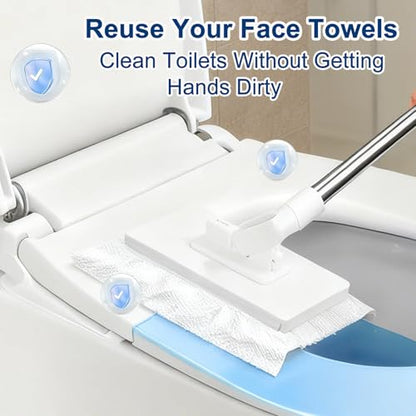 Snap Grip Mini Mop, Zero Touch MiniMop, Disposable Clip Mopstick Reusable Cloths,Desechable Mini Wash-Free Flat Mops for Gaps Corners Multi-Surface, Dry and Wet Use (1*Mop & 3*Cloth)