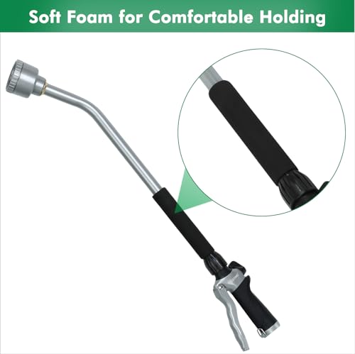 RESTMO Long Watering Wand, 24 Inches Gentle Soft Full Shower Sprayer Wand with Flow Control, Heavy Duty Metal Hose Wand for Hanging Baskets, Shrubs, Plants, Flowers, Garden and Lawn, Black - color: Black