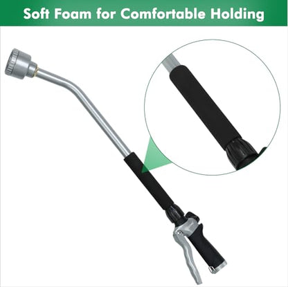 RESTMO Long Watering Wand, 24 Inches Gentle Soft Full Shower Sprayer Wand with Flow Control, Heavy Duty Metal Hose Wand for Hanging Baskets, Shrubs, Plants, Flowers, Garden and Lawn, Black - color: Black