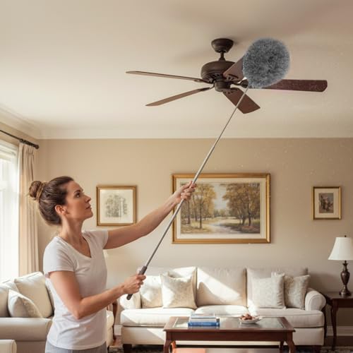Dusters for Cleaning with Extension Pole, High Reach Extendable Microfiber Duster Washable Dust Cleaner for Ceiling Fan Cobweb Corner Furniture, Gray - color: Gray, size: 31.2 × 4.68 × 4.68 in