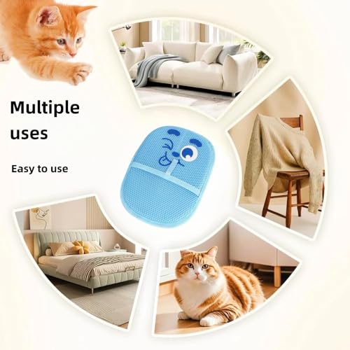 2026 Thickened Electrostatic Pet Hair Removal Gloves for Dogs & Cats，Reusable & Washable Cat Hair Removal Glove, Pet Hair Remover Tool for Furniture Clothing, Couch, Carpet, Car Seat, Bed - color: Blue