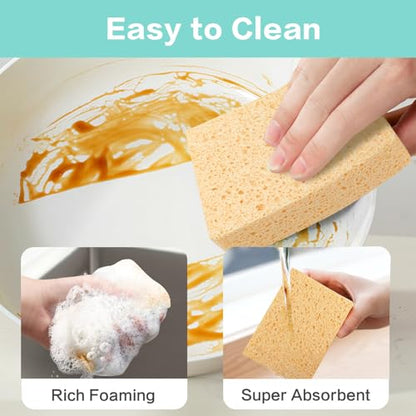 Extra Large Dish Sponges Kitchen for Cleaning, Natural Cellulose Sponges Reusable and Biodegradable, Non Scratch Sponge for Cleaning Household Use (2-Pack) - color: Yellow / White