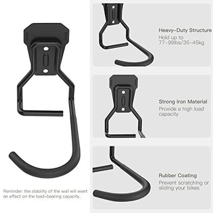 Housolution Bike Wall Mount with Fixed Hook, [2 Pack] Heavy Duty Bike Storage Rack, Bike Rack Vertical Stand for Garage - Easily Hang/Detach - with Screws Iron Bike Hanger Brackets - size: 2 PCS