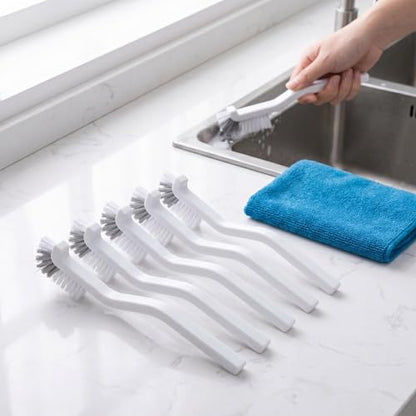 5 Pack Gap Cleaning Brush with Long Handle - Multi-Purpose Corner Scrubber for Bathroom Tile Grout, Kitchen Sink & Window Track, Non-Slip Grout Brush -Grey & White - size: 5Pack