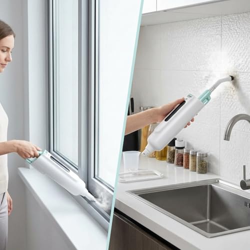 Steam Mop for Hardwood Floors, Tile, Grout, Laminate, and Vinyl - Multi-Functional Steam Cleaner with Reusable Washable Pads and Handheld Attachments