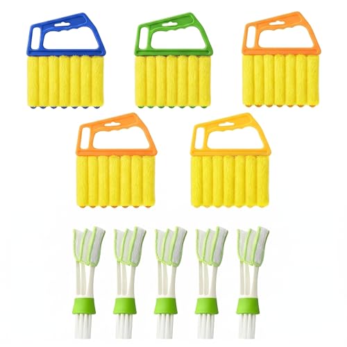 10 Pcs Blind Cleaner Duster Tool, 5 Washable 7-Fingers Dusters Cleaners and 5 Air Vent Cleaners for Venetian, Window Blinds Cleaning Set for Air Conditioner and Fans Vents