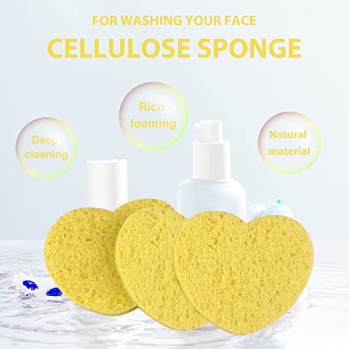 100-Count Compressed Facial Sponges for Estheticians Heart Shape Natural Cellulose Sponge Professional Cosmetic Spa Sponges for Face Cleansing, Massage, Pore Exfoliating, Mask, Makeup Removal, Yellow - color: 100- Pack Yellow