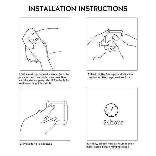DELITON Adhesive Hooks for Hanging, 8 Pack White Wall/Towel Hooks for Bedroom Kitchen No Drill, Heavy Duty Sticky Shower Hook for Robes Coats Waterproof Stainless Steel - color: White-8