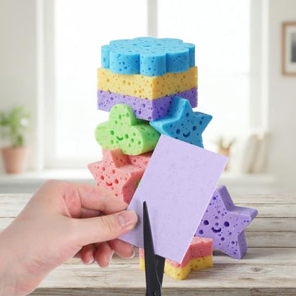 15 PCS Compressed Cellulose Sponges, Dish Sponges Kitchen, Non-Scratch Colorful Sponge Soft Washing Scrubbers for Kitchen Bathroom Car Cleaning Funny Cut-Outs DIY
