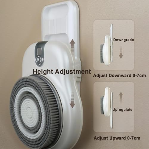 Wall Mounted Electric Back Scrubber, Electric Back Exfoliating Bath Wash Pad with 18CM Large Brush Head, 360° Automatic Rota-Tion, 2-Speed Adjustment, for Shower & Deep Cleansing