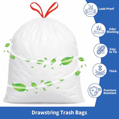 8 Gallon Drawstring Tall Kitchen Trash Bags,Clean Fresh Scent and Heavy Duty Garbage Bags(100 Count,50x60cm) - size: 1 Count (Pack of 100), style: 8Gallon(100Counts)White