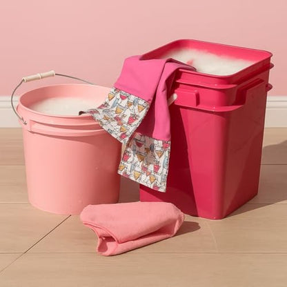 House Naturals 4 Gallon Square Food Grade Bucket Pail with Plastic Handles and Lid (Pack of 3) Made in USA containers (Pink/Magenta/Purple - White lids) - color: Pink/Magenta/Purple - White Lids
