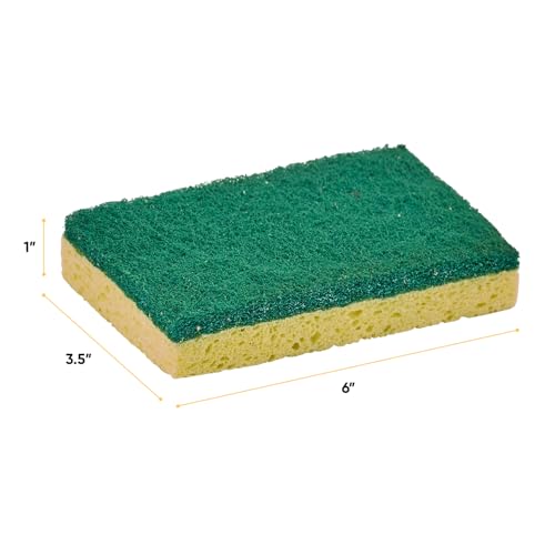 Scrubee Heavy Duty Scrub Large Sponge with Scouring Pad, Kitchen Dishwashing, Sink, Pot and Frying Pan Cellulose Scrubber Sponge Non Scratch. By Superio… (6" Sponge) - color: Large Green, size: 1-pack
