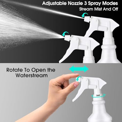 Yinder 18 Pcs 16 Oz Plastic Spray Bottle Bulk Empty Refillable Spray Bottles for Cleaning Solution Leak Proof Water Sprayer with Adjustable Nozzle Mist/Stream Mode(Black, White, Red) - color: Black, White, Red