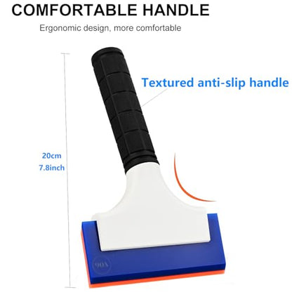 EHDIS 2PCS Double Edge Blade Small Rubber Squeegee 5-inch Handy Window Shower Squeegee Auto Water Blade for Car Windshield, Window, Mirror, Glass Door, Ice Snow Removal Scraper Tool