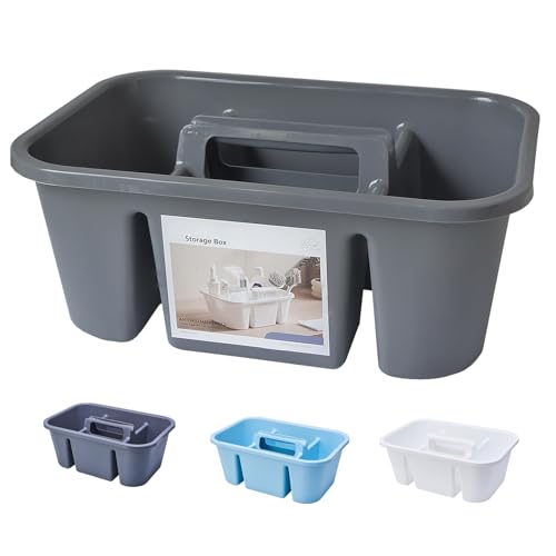 Portable Shower Caddy Basket with 4 Compartments Fits Small/Medium Bottles ≤2.36" Dia. Divided Cleaning Supplies Organizer Storage for Small Tools, Bathroom, Kitchen, College Dorm, Garden, Under Sink - color: Grey