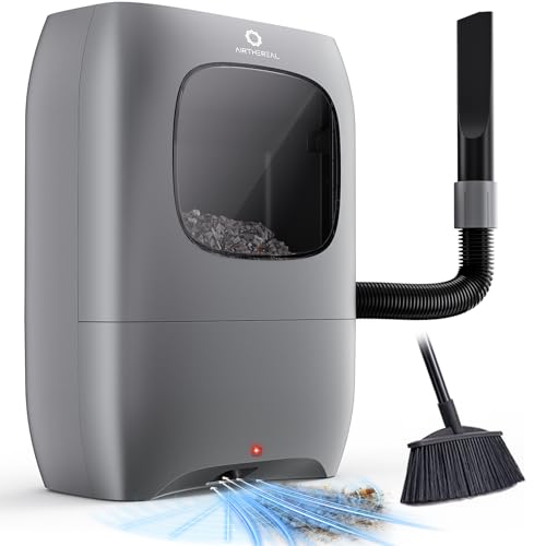 AIRTHEREAL T1 Touchless Vacuum Automatic Dustpan with 2 Operation Modes - Ultra Fast & Powerful Corded Canister Vacuum for Sweeping Salon, Pet Hair, Food, Dirt, Kitchen, 20Kpa 1500 Watt Max Suction - color: Gray