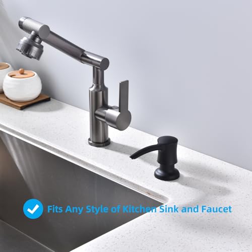 Soap Dispenser for Kitchen Sink, Built in Sink Soap Dispenser Long Spout Matte Black ABS Pump Head with 11 oz Soap Bottle - color: Matte Black