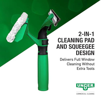 Unger Commercial VisaVersa Window Cleaning Washer and Squeegee Pro Tool 18”/45cm - 2-in-1 Design with Microfiber Pad for Window Cleaners - VV450