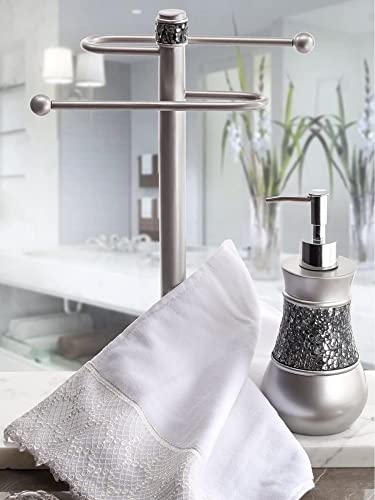 Creative Scents Crackled Glass Silver Hand Soap Dispenser for Bathroom, Decorative Countertop Lotion Dispenser, Elegant Liquid Soap Dispenser with Sturdy Pump for Classic Bathroom Décor - style: Soap Dispenser