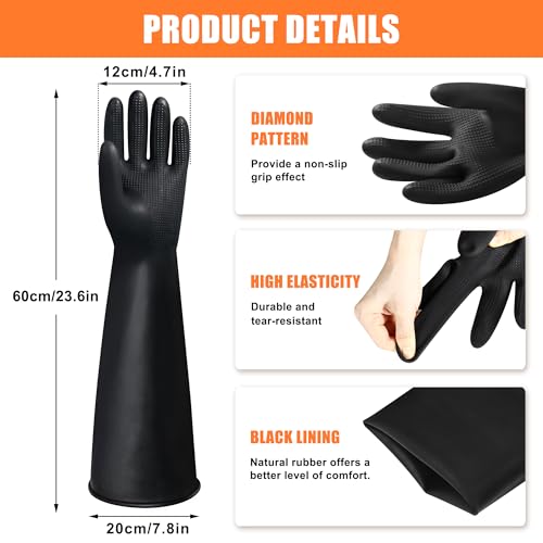 24" Chemical Resistant Glove, Reusable Heavy Duty Long Rubber Gloves, Long Waterproof Dishwashing Gloves, Industrial Safety Gloves for Men - color: 24 Inch
