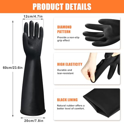 24" Chemical Resistant Glove, Reusable Heavy Duty Long Rubber Gloves, Long Waterproof Dishwashing Gloves, Industrial Safety Gloves for Men - color: 24 Inch