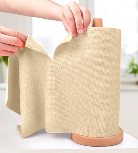 KitchLife Microfiber Cleaning Cloth Roll - Tear-Away Reusable Microfiber Paper Towels, Lint-Free, Washable, 20 Sheets for Kitchen, Car, Dishes, and Sensitive Surfaces (Wheat) - color: Wheat