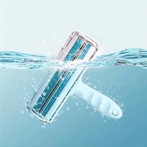 Reusable Pet Hair Remover Roller – Dog & Cat Fur Lint Cleaner for Sofa, Carpet, Bed & Car Seats – No Adhesive Required (White/Blue) - color: White/Blue