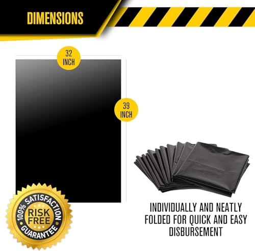 Ultrasac Contractor Trash Bags - (50 Pack/w Ties) - Heavy Duty 3 MIL Thick, 39" x 32", Shorter 33 Gallon Black Version - for Industrial, Commercial, Professional, Construction, Lawn, Leaf, and More - size: 1 Count (Pack of 50)