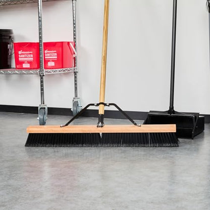 Restaurantware-BROOM HEAD ONLY: Clean Tek Professional 30-Inch Broom Head, 1 Heavy-Duty Push Cleaning Tool - Handle And Brace Sold Separately, Fine Plastic Bristles, Wooden, Commercial Use - size: 30", style: Wood, with Fine Flagged Bristles