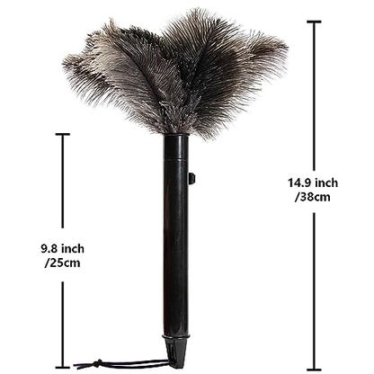 Retractable Ostrich Feather Duster for Cleaning, 15 Inch Fluffy and Natural Feather Duster with Retractable Handle， Reusable Eco-Friendly Handheld Cleaning Supplies(5PCS) - color: Model-15”-brown-5 Pieces