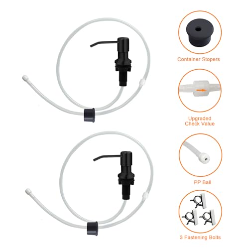 Sink Soap Dispenser, Kichen Sink SoapDispenser, 47" Extension Tube kit, Under Sink Soap Dispenser Pump, No Need More Refills （Black-2 Pack） - color: Black-2 Pack