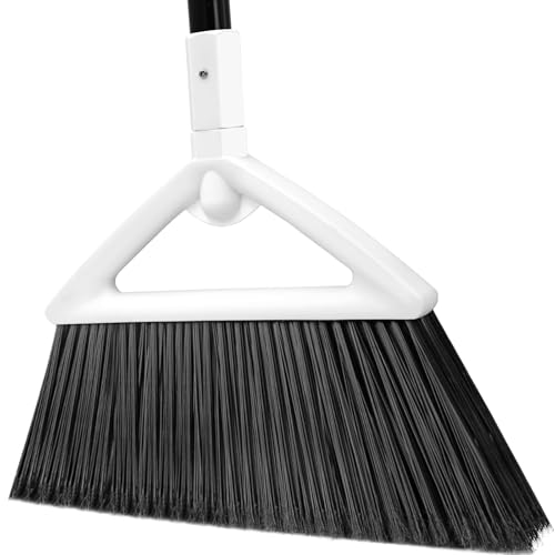 Heavy Duty Angle Broom 1 Pack - White Broom for Outdoor & Indoor, Garage, Driveway, Sidewalk, Kitchen & More, Long Handle - color: 1pack White