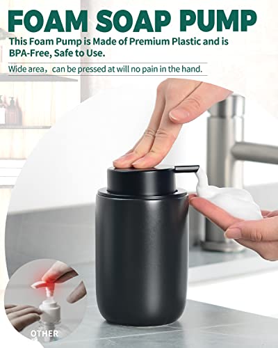 BosilunLife Black Foam Soap Dispenser - Ceramic Foaming Hand Wash Dispenser for Bathroom Modern Farmhouse Small Soap Dispenser Lotion Hand Pump Dispenser for Kitchen Sink - color: Black-foam Pump
