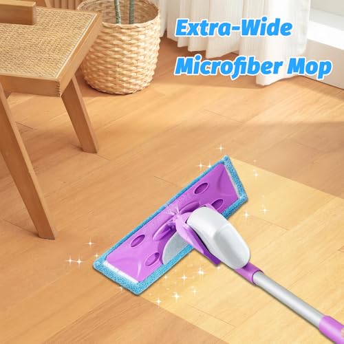 4 Pack Mop Pads Compatible with Rejuvenate Click N Clean Spray Reusable Microfiber Pads Replacement for Rejuvenate Microfiber Mop Washable Refill for Floor Cleaning