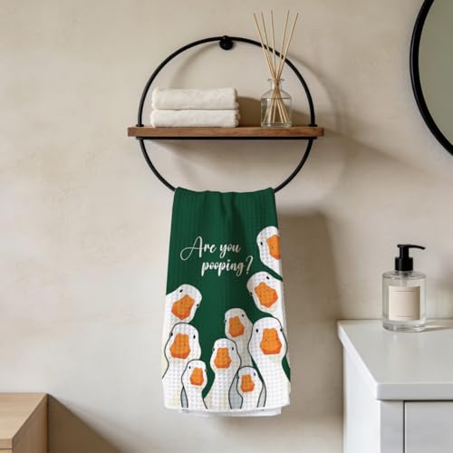 Funny Duck Goose Bathroom Towels,are You Pooping?, Reusable Microfiber Funny Towels for Kitchen Bathroom Home Decor, Goose Gifts for Women Mom - color: Lm 2440