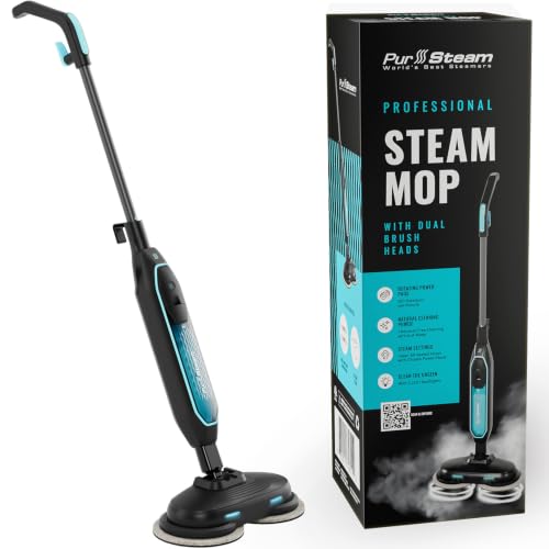 Pursteam New & Improved ScrubMaster Steam Mop with Dual Scrubbing LED Head - size: Steam Mop - ScrubMaster 2.0