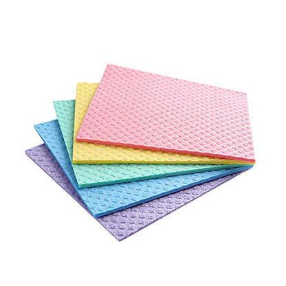 Reusable Cleaning Cellulose Sponge Cloths Absorbent Wipes Clean Kitchen Car Dish Eco-Friendly Dishcloth Hand Towel Auto - 1pack (5pcs) - Non Vacuum - style: 5pcs - Non Vacuum