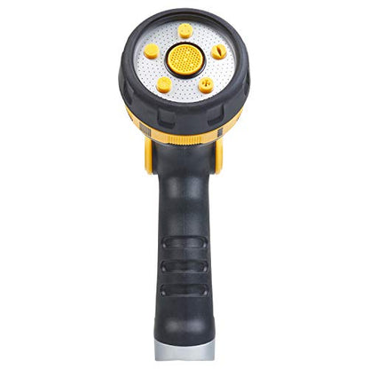Melnor 65130AMZ RelaxGrip Thumb Control 5 Pattern w/Adpt Nozzle Bundle, QuickConnect Product Adapter, Black, Yellow - size: 5-Pattern, style: Thumb Control