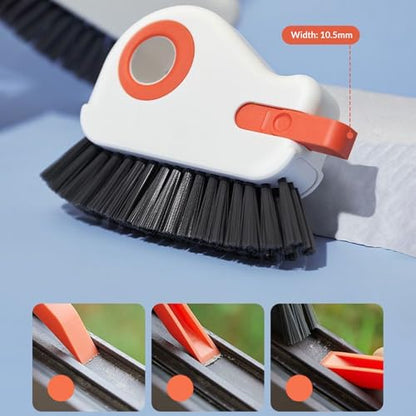 Crevice Cleaning Brush Set for Window Tracks & Tight Spaces - 2-in-1 Tool with Scraper & Dustpan, Hard Bristle Brush for Detail Cleaning A - size: A