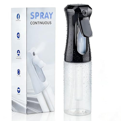 Continuous Spray Bottle, 6.8 OZ Hair Spray Bottles, Ultra-Fine Mister Spray Bottle for Hairstyling, Cleaning, Plants, Pets, Salons, and More (1 Pack) - color: Black