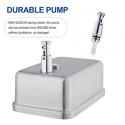 Commercial Wall Mount Stainless Steel Soap Dispenser, Corrosion Proof Lining Liquid Hand Sanitizer Dispenser Bathroom 1100ml / 37oz. (Vertical) - size: Vertical