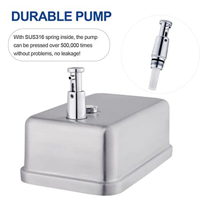 Commercial Wall Mount Stainless Steel Soap Dispenser, Corrosion Proof Lining Liquid Hand Sanitizer Dispenser Bathroom 1100ml / 37oz. (Vertical) - size: Vertical