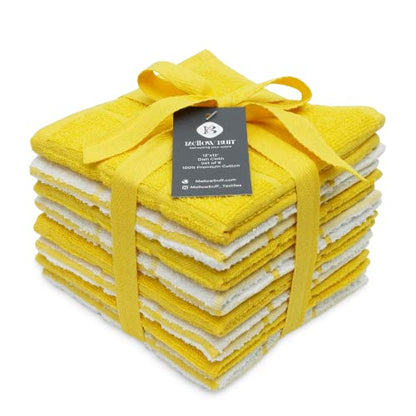 100% Cotton Terry Dish Cloth & Dish Towel, 8 Pack, Super Soft and Absorbent Kitchen Towels, Perfect for Kitchen Cleaning and Dish Washing (Yellow (Solid and Checks) 8 Pack) - color: Yellow (Solid and Checks) 8 Pack